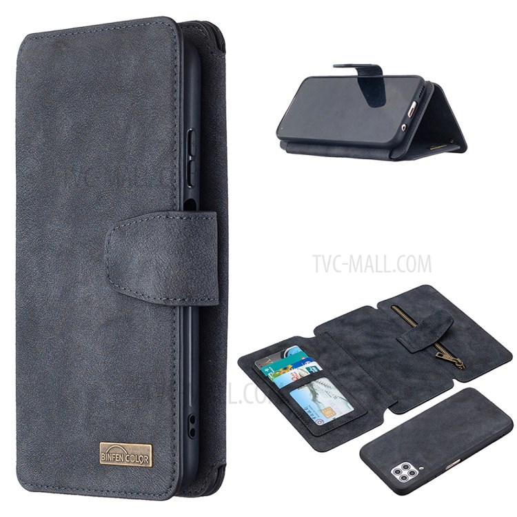 Matte TPU + PU Leather Detachable Phone Cover Case for Huawei P40 lite 4G - Black-1