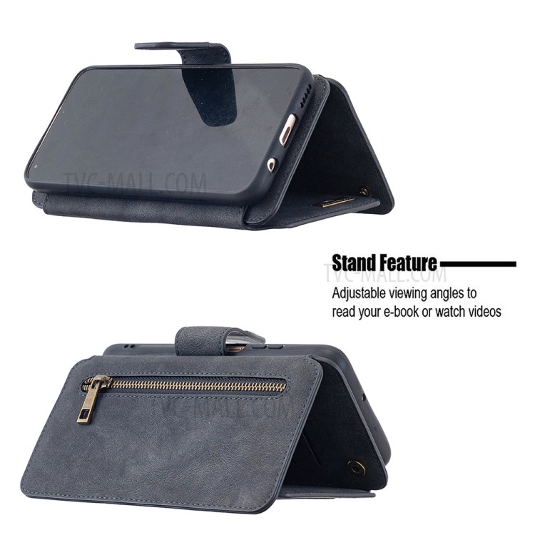 Matte TPU + PU Leather Detachable Phone Cover Case for Huawei P40 lite 4G - Black-10