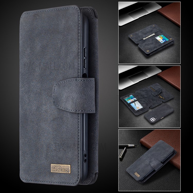 Matte TPU + PU Leather Detachable Phone Cover Case for Huawei P40 lite 4G - Black-6