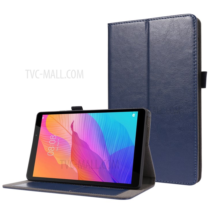 Crazy Horse Texture Two-Fold Design Leather Cover Case for Huawei MatePad T8 - Blue-1