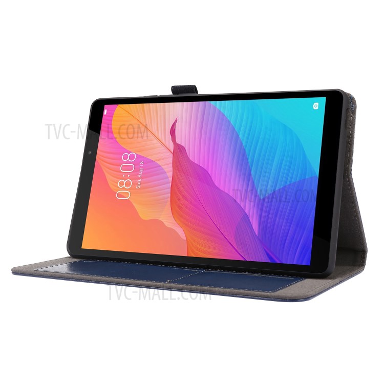 Crazy Horse Texture Two-Fold Design Leather Cover Case for Huawei MatePad T8 - Blue-4