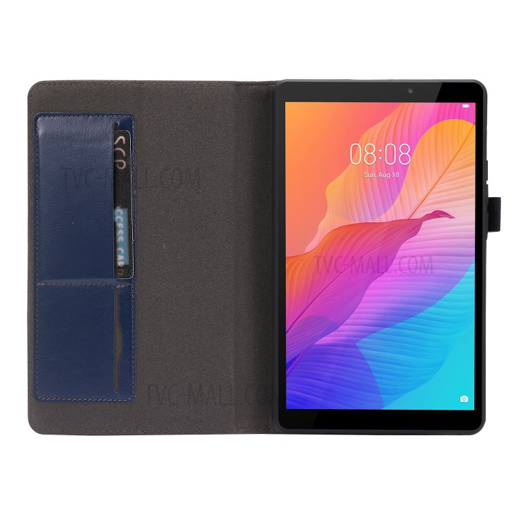 Crazy Horse Texture Two-Fold Design Leather Cover Case for Huawei MatePad T8 - Blue-8
