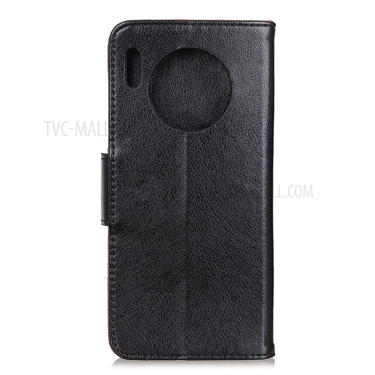 Nappa Texture Split Leather Wallet Stand Phone Cover Case for Huawei Y9a - Black-3