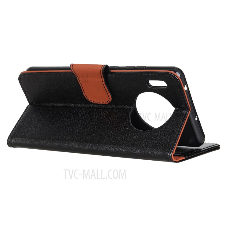 Nappa Texture Split Leather Wallet Stand Phone Cover Case for Huawei Y9a - Black-4