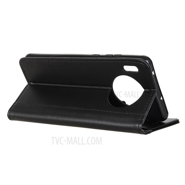 Smooth-Surface Leather Wallet Stand Phone Protective Shell for Huawei Y9a - Black-4