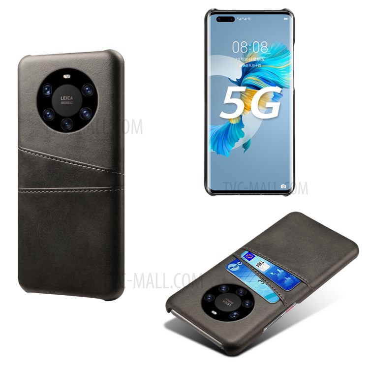 KSQ PC + PU Leather Coated Case with Dual-Card Slots for Huawei Mate 40 Pro Plus - Black-1