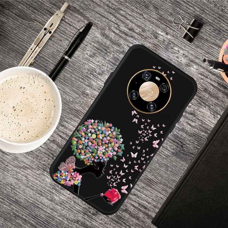 Motif De Matte Avant Impression Coque TPU Pour Huawei Accouplent 40 Téléphone Cas - Fleurs Fille Et Papillon-2