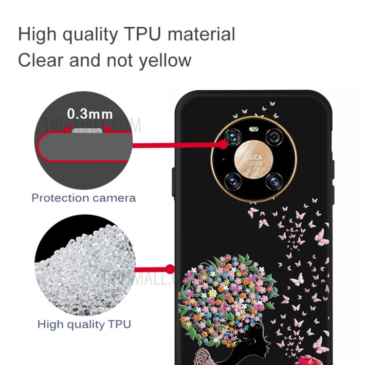 Motif De Matte Avant Impression Coque TPU Pour Huawei Accouplent 40 Téléphone Cas - Fleurs Fille Et Papillon-4