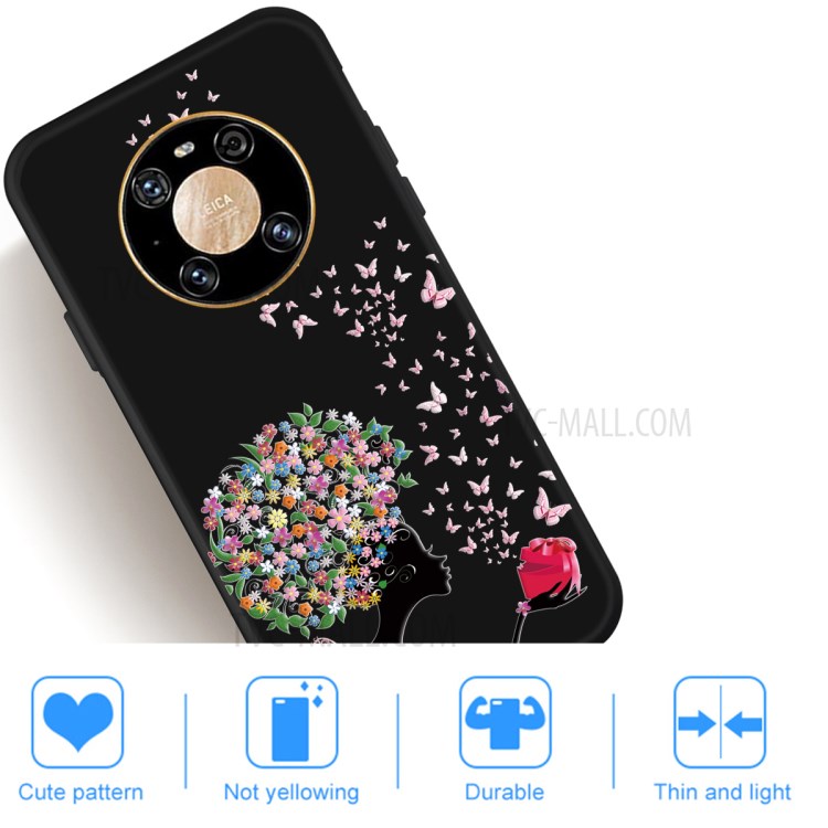 Motif De Matte Avant Impression Coque TPU Pour Huawei Accouplent 40 Téléphone Cas - Fleurs Fille Et Papillon-5