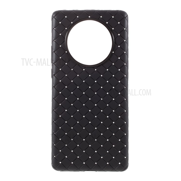 Woven Texture Soft TPU Phone Cover Case for Huawei Mate 40 Pro Plus- Black-1