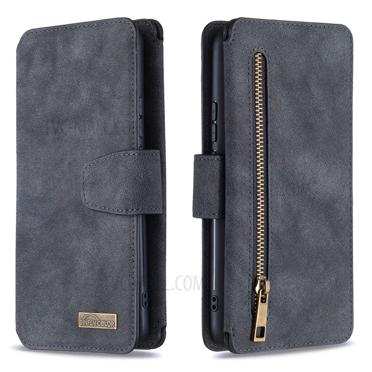 BF07 Detachable Matte Finish Leather Wallet Phone Cover with Zippered Pocket for Huawei P Smart Z - Black-4