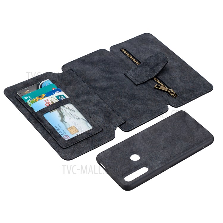 BF07 Detachable Matte Finish Leather Wallet Phone Cover with Zippered Pocket for Huawei P Smart Z - Black-6