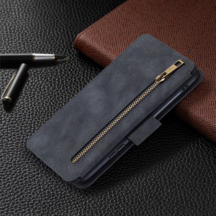 BF07 Detachable Matte Finish Leather Wallet Phone Cover with Zippered Pocket for Huawei P Smart Z - Black-9