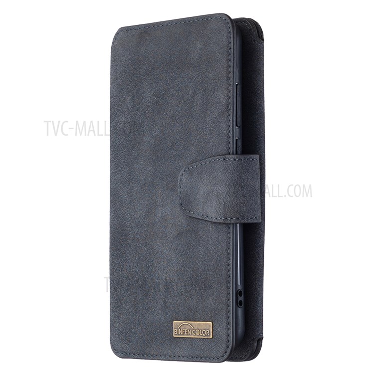 BF07 Detachable Matte Finish Leather Wallet Phone Cover with Zippered Pocket for Huawei Y7p / P40 Lite E - Black-2