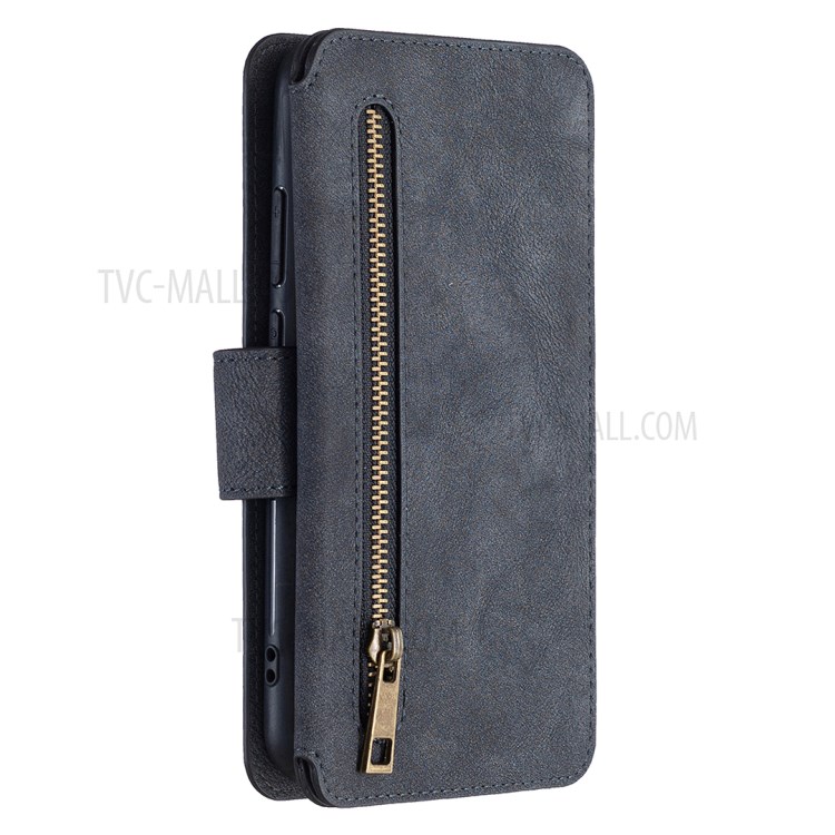 BF07 Detachable Matte Finish Leather Wallet Phone Cover with Zippered Pocket for Huawei Y7p / P40 Lite E - Black-3