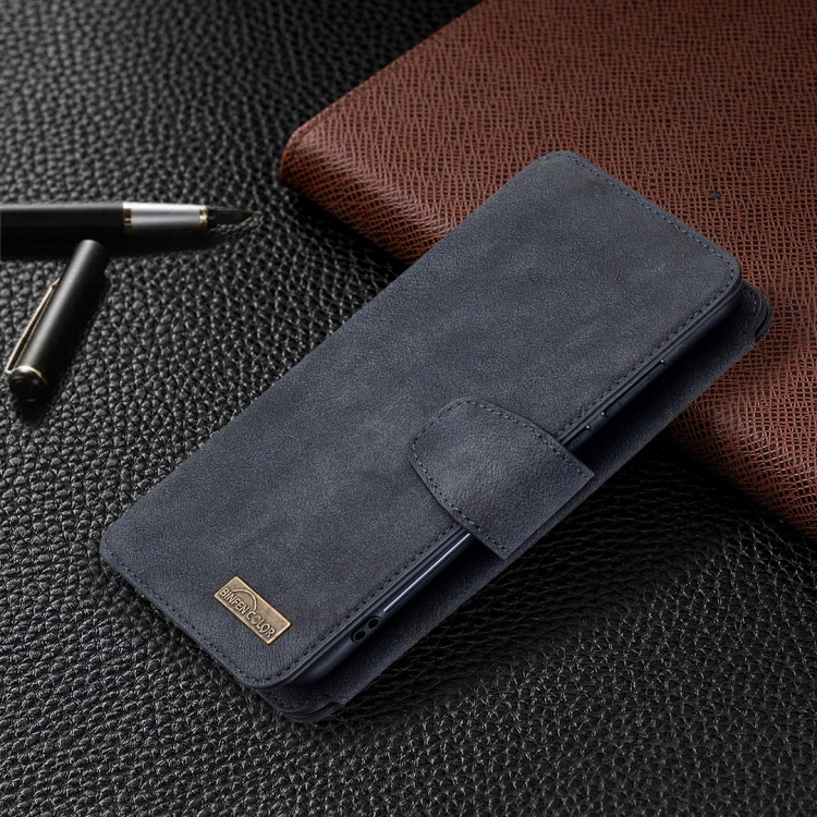 BF07 Detachable Matte Finish Leather Wallet Phone Cover with Zippered Pocket for Huawei Y7p / P40 Lite E - Black-8