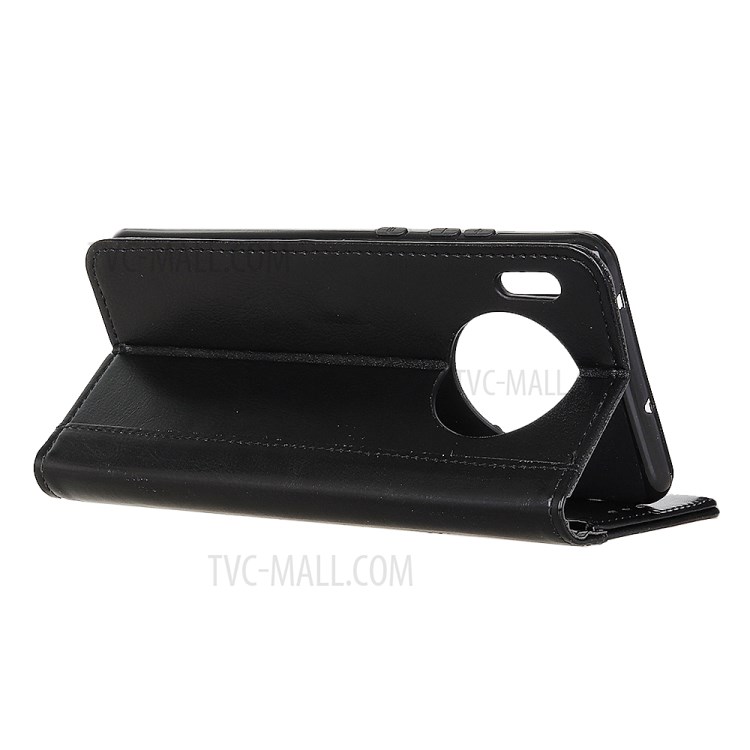 Rivet Decor Crazy Horse Wallet Leather Cell Phone Cover for Huawei Y9a - Black-3