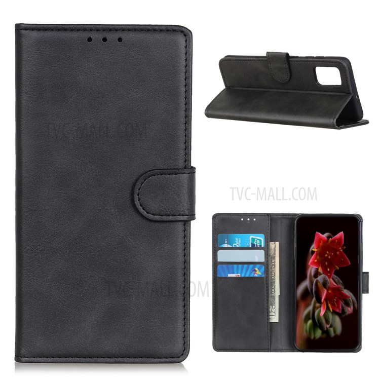 PU Leather Magnetic Wallet Leather Shell for Huawei P smart 2021 Mobile Phone Cover - Black-1
