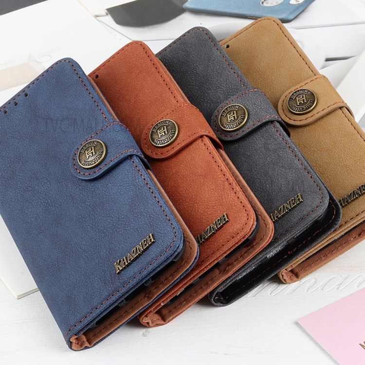 KHAZNEH for Huawei Y9a Protection Retro Split Leather Wallet Cell Phone Cover - Black-10