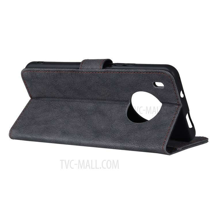 KHAZNEH for Huawei Y9a Protection Retro Split Leather Wallet Cell Phone Cover - Black-8