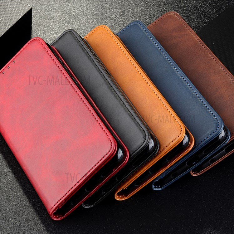 Auto-absorbed Split Leather Wallet Phone Cover for Huawei Y9a Stand Shell - Black-10