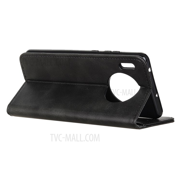 Auto-absorbed Split Leather Wallet Phone Cover for Huawei Y9a Stand Shell - Black-8