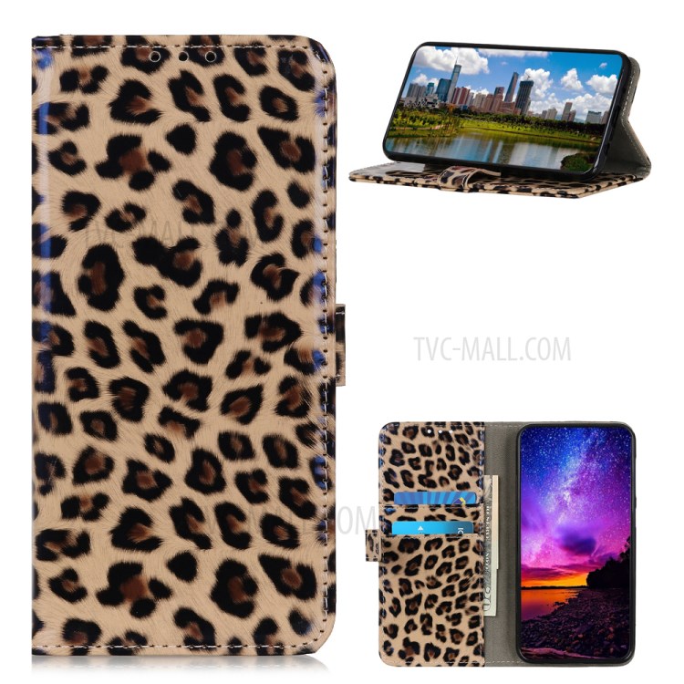 Leopard Skin Leather Wallet Phone Stand Case for Huawei Y9a-1