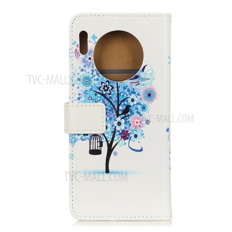 Impression De Motif Pour Boîtier De Support De Portefeuille En Cuir Huawei Y9A - Arbre Bleu-2