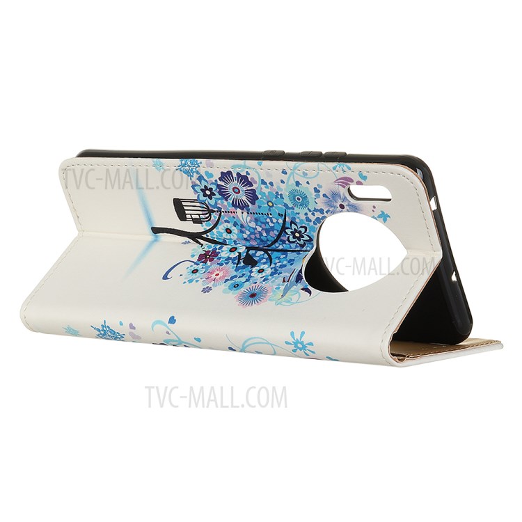 Impression De Motif Pour Boîtier De Support De Portefeuille En Cuir Huawei Y9A - Arbre Bleu-3