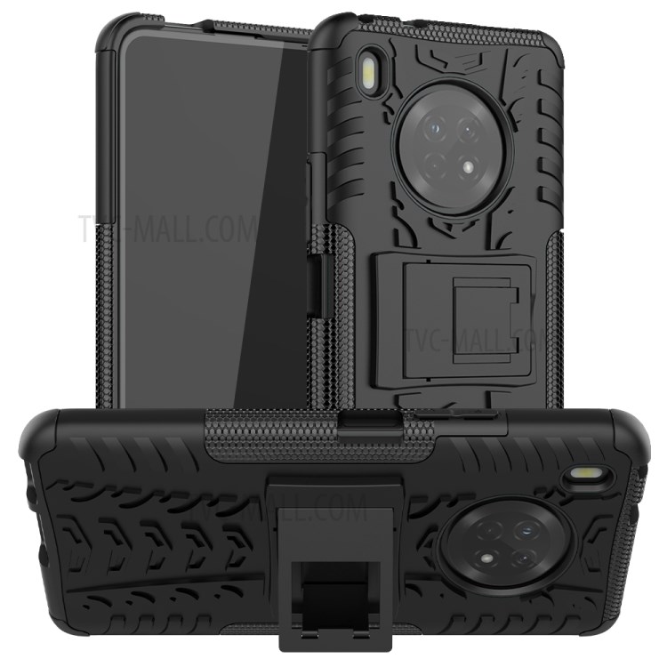 Cool Tyre PC + TPU Hybrid Shell Case for Huawei Y9a - Black-1