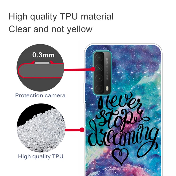 Pattern Printing Flexible TPU Back Protection Case for Huawei P smart 2021 / Huawei Y7a - Never Stop Dreaming-3