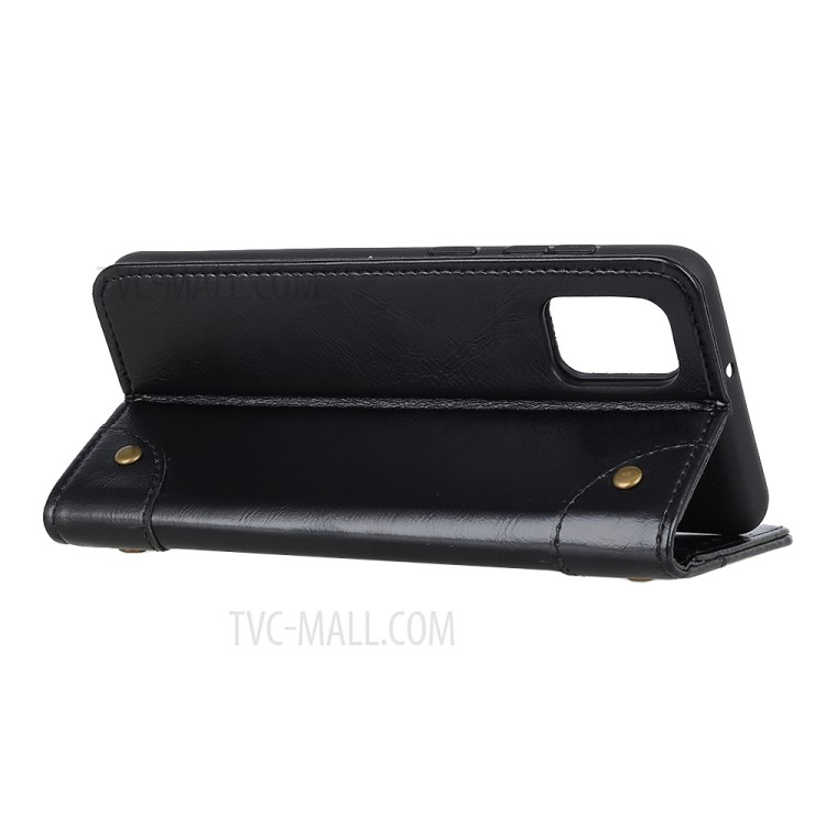 Wallet Stand Auto-Absorbed Phone Protective Leather Case for Huawei nova 8 SE - Black-4