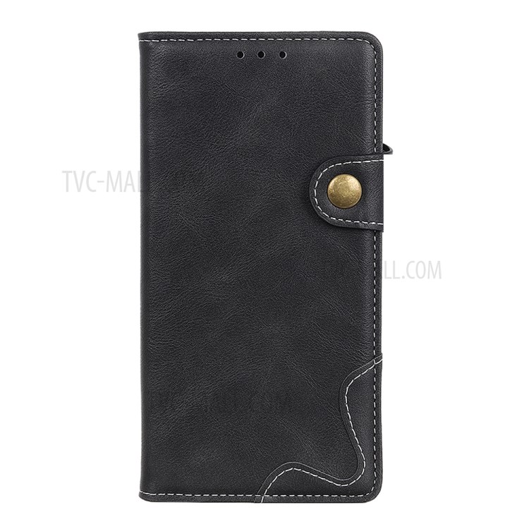 S Shape Textured Leather Cover for Huawei P smart 2021/Y7a Wallet Stand Shell - Black-2