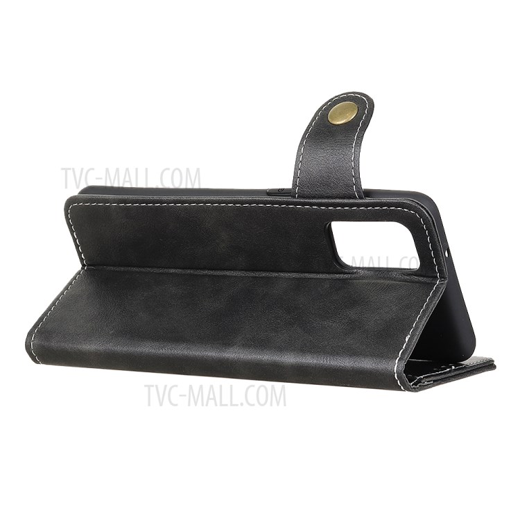 S Shape Textured Leather Cover for Huawei P smart 2021/Y7a Wallet Stand Shell - Black-4