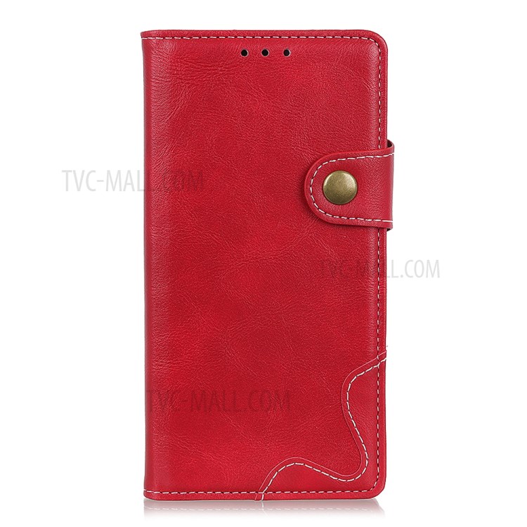 S Shape Textured Leather Cover for Huawei P smart 2021/Y7a Wallet Stand Shell - Red-2