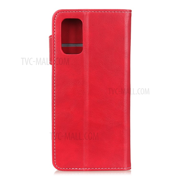 S Shape Textured Leather Cover for Huawei P smart 2021/Y7a Wallet Stand Shell - Red-3
