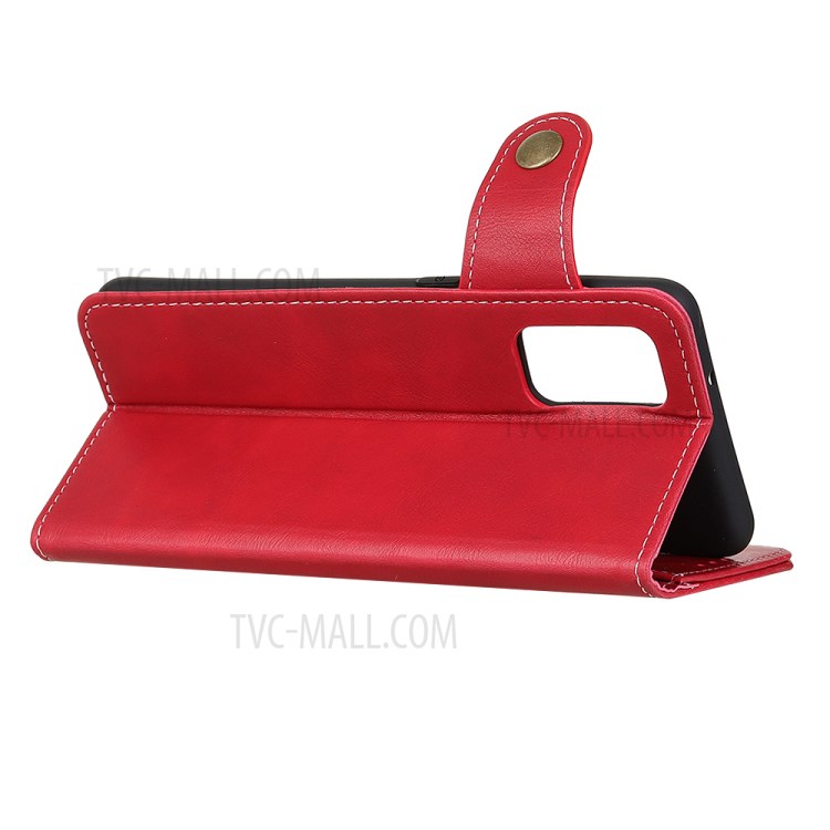 S Shape Textured Leather Cover for Huawei P smart 2021/Y7a Wallet Stand Shell - Red-4