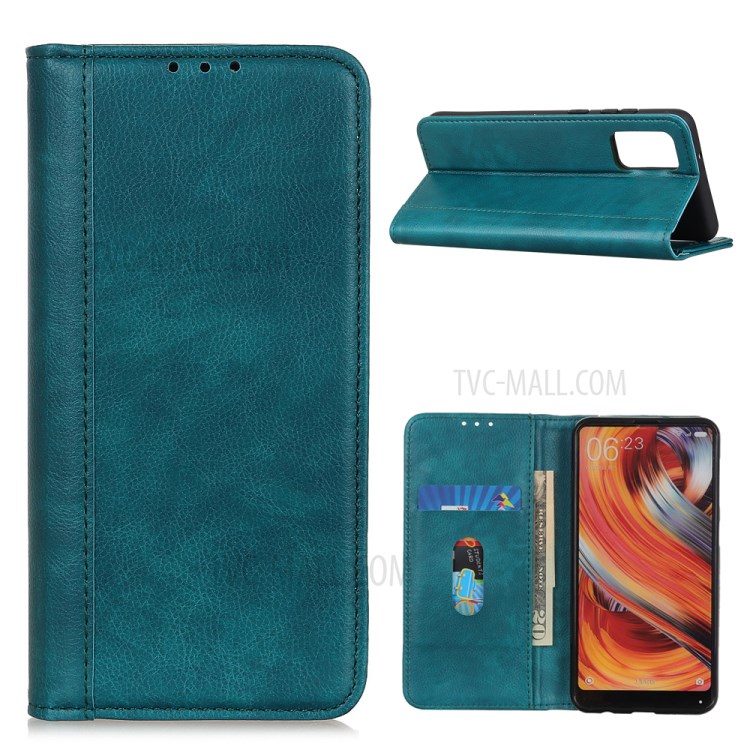 Caja De Grano Litchi De Absorción Automática Para Huawei P Smart 2021 / Y7A Cubierta De Cuero Dividido - Verde-1
