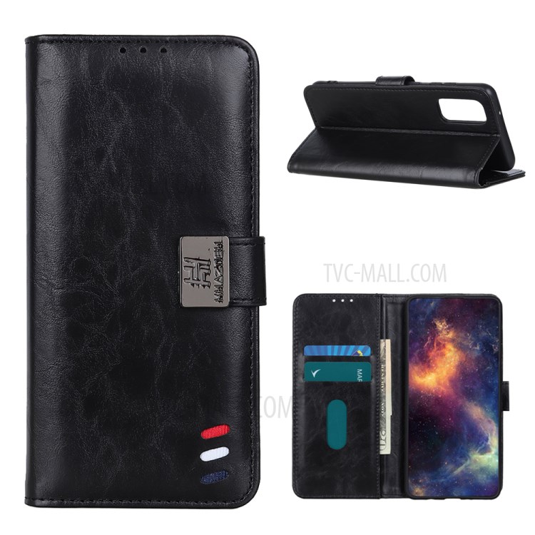 Protective Case for Huawei P smart 2021/Y7a Textured Wallet Stand Leather Shell - Black-1