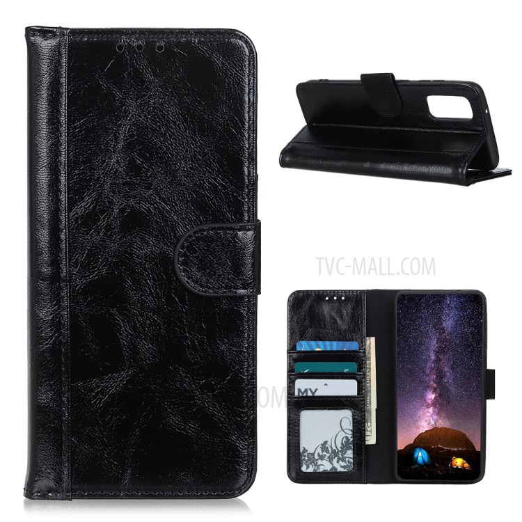 Crazy Horse Texture Leather Mobile Phone Case for Huawei P smart 2021/Y7a Shell - Black-1