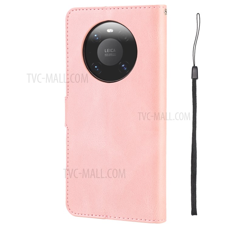Classic Style PU Leather Phone Case with Wallet for Huawei Mate 40 - Pink-4