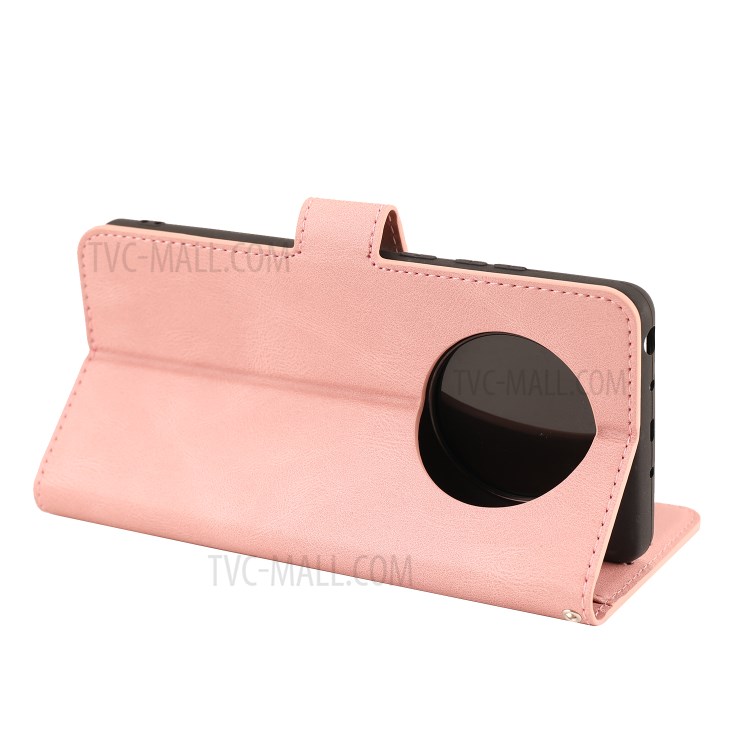Classic Style PU Leather Phone Case with Wallet for Huawei Mate 40 - Pink-7