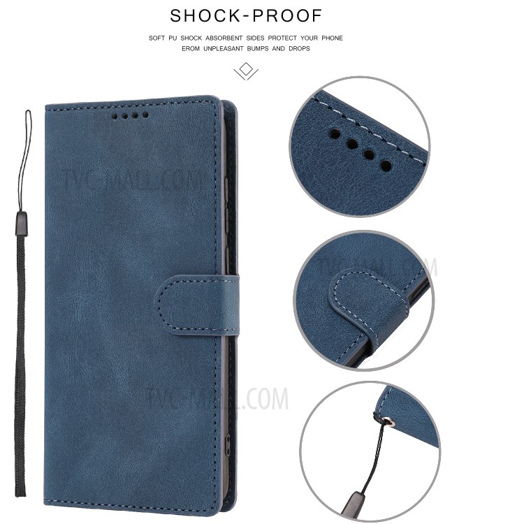 Classic Style PU Leather Phone Case with Wallet for Huawei Mate 40 - Blue-15