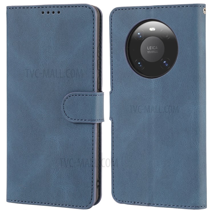 Classic Style PU Leather Phone Case with Wallet for Huawei Mate 40 - Blue-2