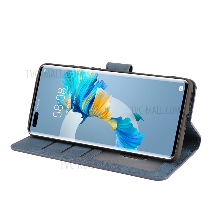 Classic Style PU Leather Phone Case with Wallet for Huawei Mate 40 - Blue-6