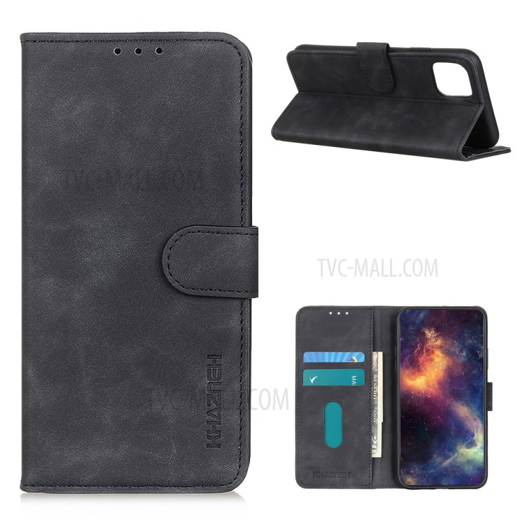 KHAZNEH Vintage Style Card Slots Wallet Leather Case with Stand for Huawei nova 8 SE - Black-1