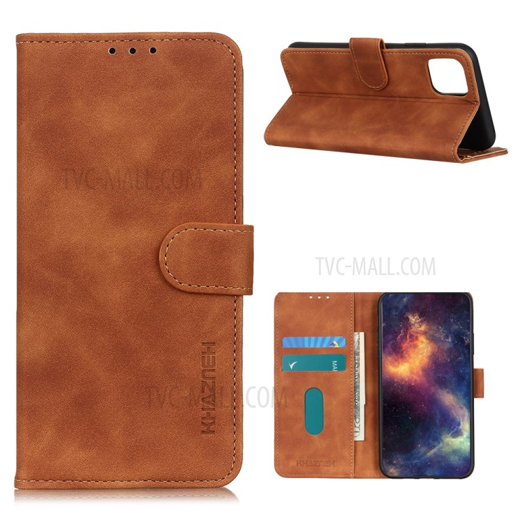 KHAZNEH Vintage Style Card Slots Wallet Leather Case with Stand for Huawei nova 8 SE - Brown-1