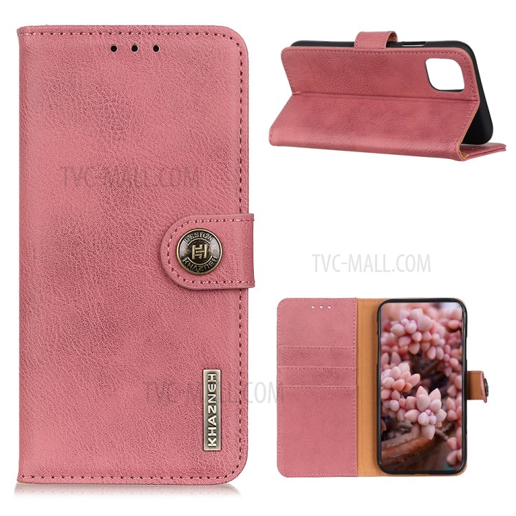 KHAZNEH Retro Style Leather Protector Case for Huawei nova 8 SE Wallet Stand Cover - Pink-1