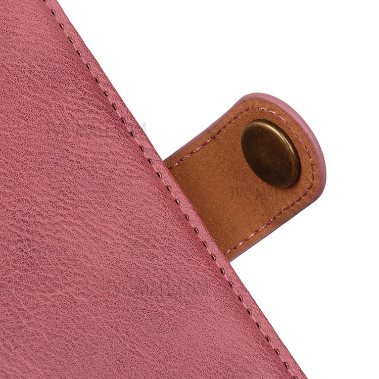KHAZNEH Retro Style Leather Protector Case for Huawei nova 8 SE Wallet Stand Cover - Pink-7