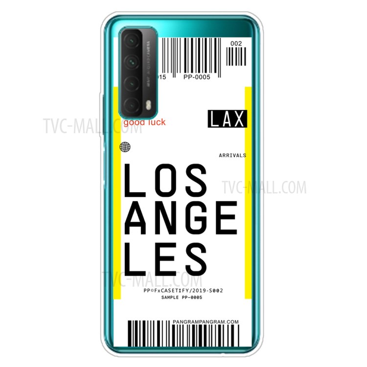 Creative Boarding Check TPU Protector Cover for Huawei P smart 2021/Y7a - LOS ANGELES-1